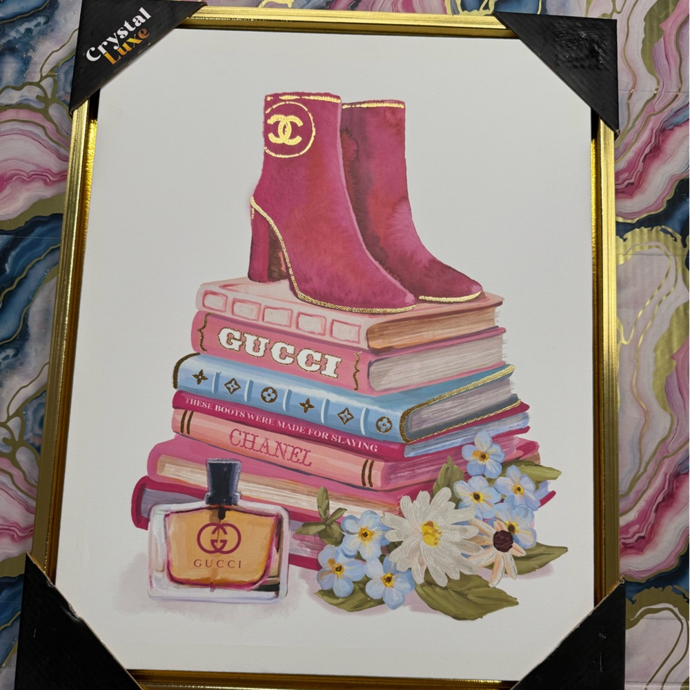 Gucci Pink and Gold Book Stack Art Print
